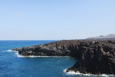 Scenic view of sea against clear sky