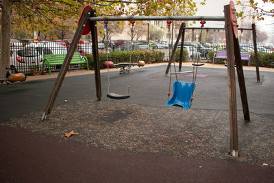 Empty swing in park