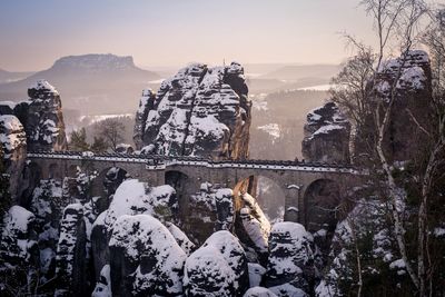 View of snow covered landscape in winter