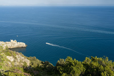 High angle view of sea against sky