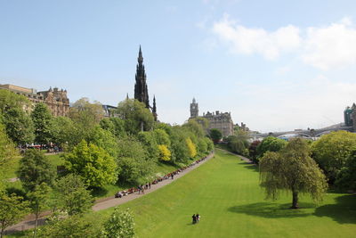 High angle view of park against sky