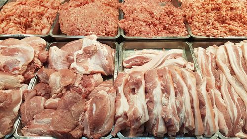 Pork stall in the fresh food market.
