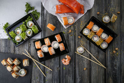 High angle view of food on table