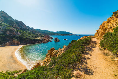 Scenic view of sea against clear sky