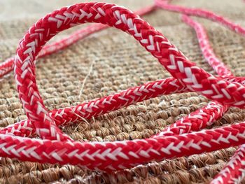 Close-up of rope on table