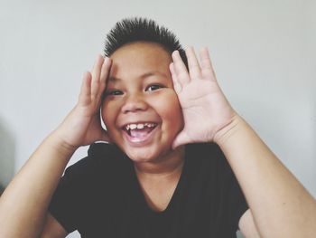 Close-up of boy at home