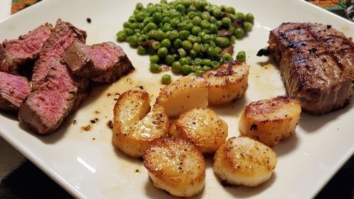 High angle view of meal served in plate