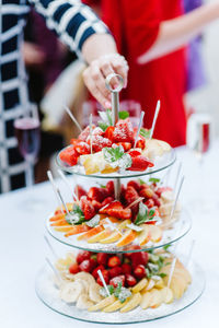 Dessert served on table