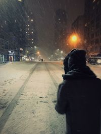 Illuminated street light at night