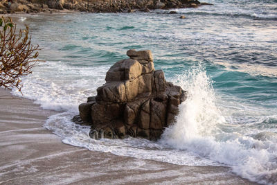 Rock formation on beach