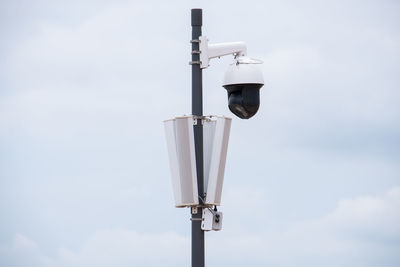 Surveillance camera in the area, street security, face recognition. security system
