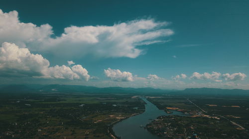 Aerial view of landscape against sky