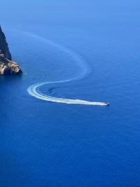 High angle view of ship in sea