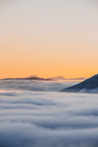 Peaks of the mountains rising out of this impermeable curtain.  beskydy, czech republic