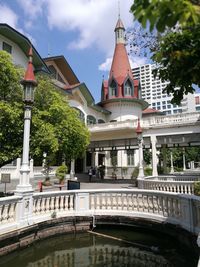 View of fountain in city