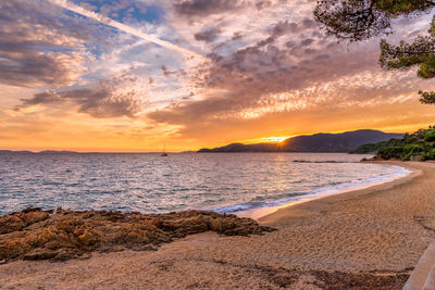 Scenic view of sea against sky during sunset