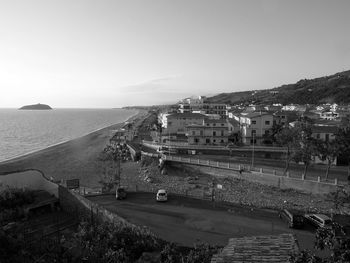 High angle view of road by sea