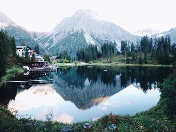 Reflection of trees in lake