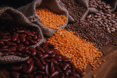 High angle view of crab on cutting board
