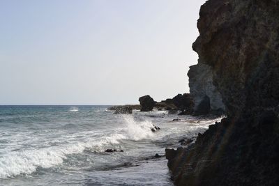 Scenic view of sea against clear sky