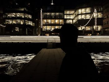 View of illuminated city at night