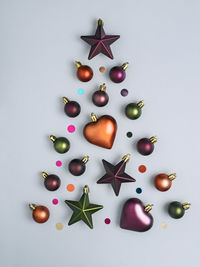 Directly above shot of christmas decorations on table