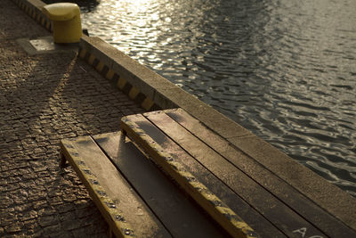 High angle view of pier over lake