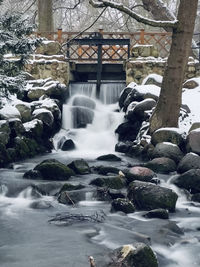 Scenic view of waterfall in winter