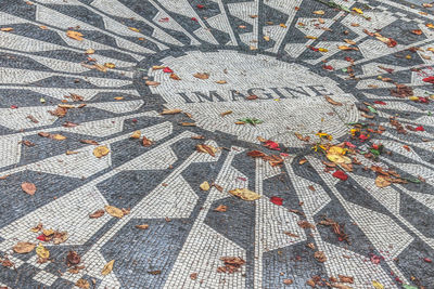 Full frame shot of tiled floor on street