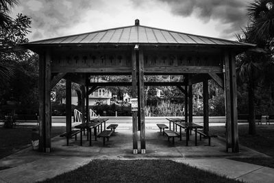 Gazebo in park against sky