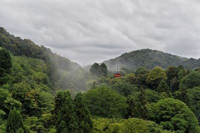 Kyoto mountain with a ancient pavilion 