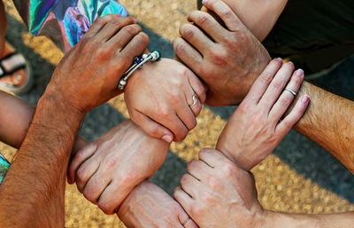 Group of young people's hands