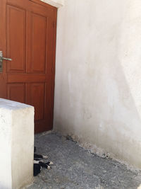 Closed door of building