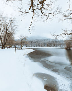 Scenic view of frozen lake against sky during winter