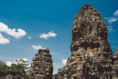 Low angle view of temple against building