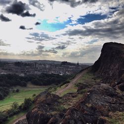 Scenic view of landscape against cloudy sky