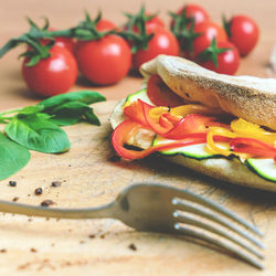 Close-up of food on table