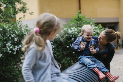 Mother with smiling toddler boy