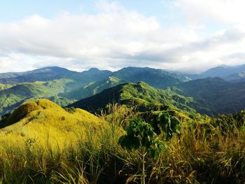 Scenic view of mountains against sky