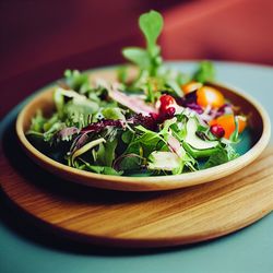 Close-up of salad in plate on table