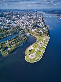 High angle view of city