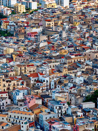 High angle view of buildings in city