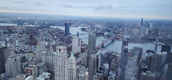 High angle view of cityscape against sky