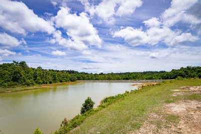 Scenic view of lake against sky