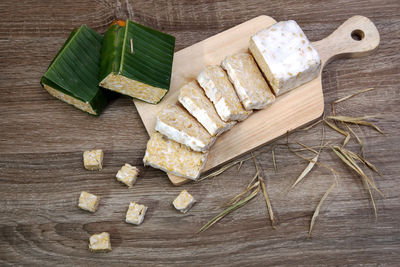 High angle view of food on table