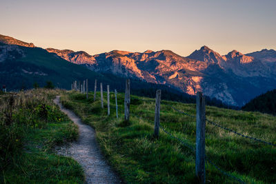 Scenic view of landscape against clear sky