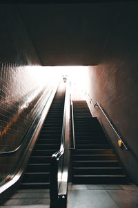 Low angle view of escalator in subway