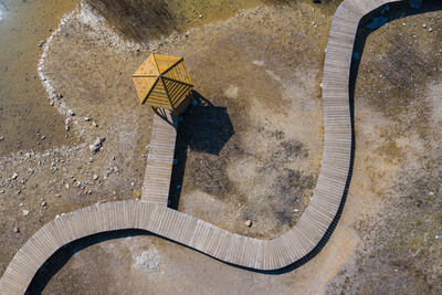 High angle view of umbrella on floor