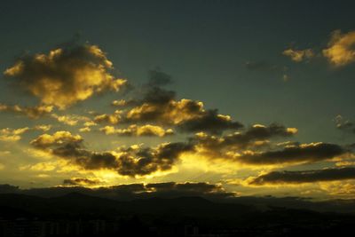 Scenic view of mountains at sunset