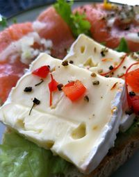 Close-up of served food in plate